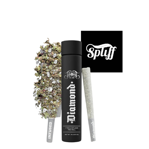 Heavy Hitters Diamond Infused Pre-Roll – premium THCA diamond-infused joint with top-shelf flower and live resin for maximum potency. Available now at Spliff Nation Dispensary in Washington