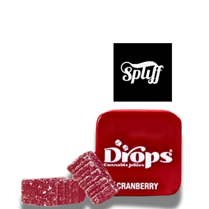 Drops Cranberry Live Rosin Cannabis Jellies – 2 full spectrum gummies with Spliff Nation logo