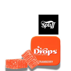 Drops Sour Strawberry Live Rosin Cannabis Jellies – 2 full spectrum gummies with Spliff Nation logo