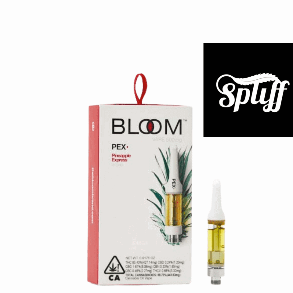 Bloom PEX Pineapple Express vape cartridge for cannabis concentrates.