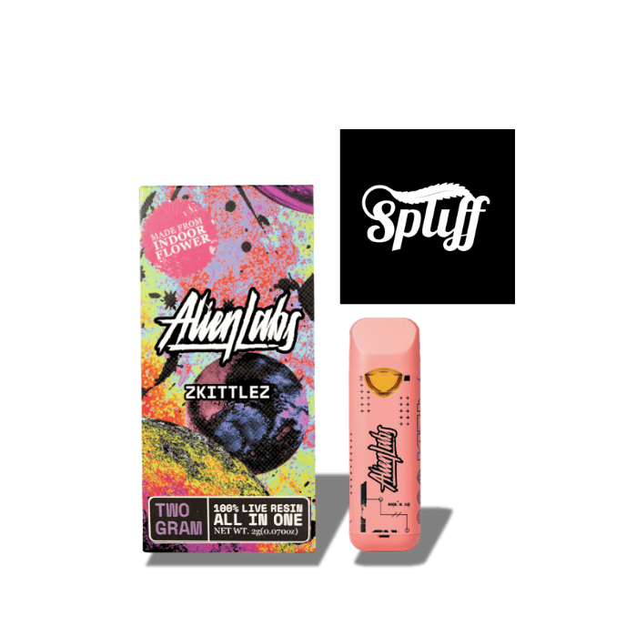 Alien Labs Zkittlez 2g live resin disposable vape for smooth cannabis experience.