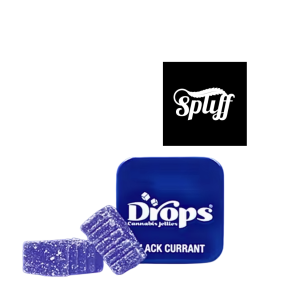 Drops Black Currant Live Rosin Cannabis Jellies – 2 full spectrum gummies with Spliff Nation logo