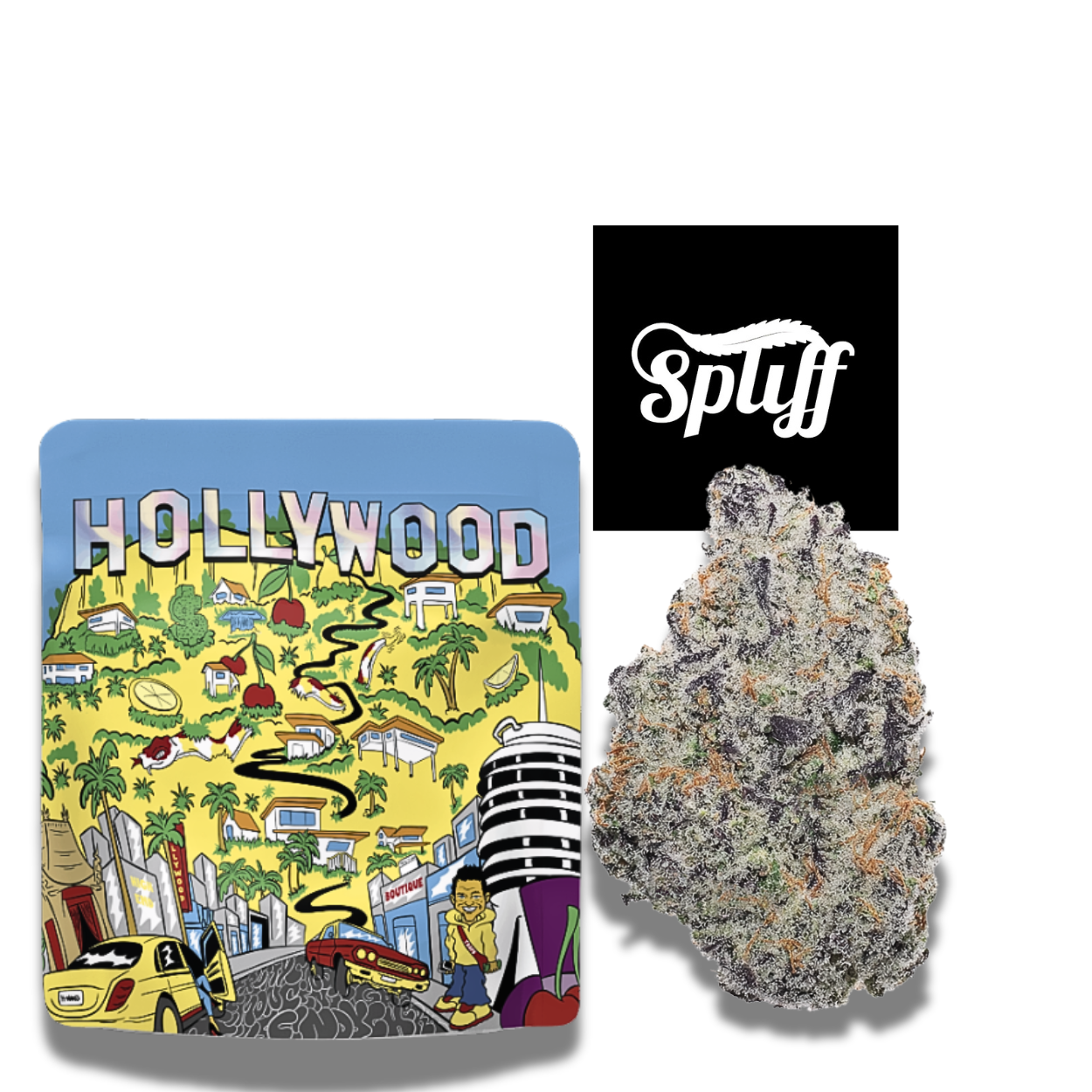 Hollywood Strain at Spliff Nation Dispensary in Washington DC Hollywood strain premium flower 3.5g top shelf indoor cannabis buds with packaging, Washington DC dispensary