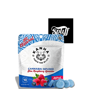 Kanha Blue Raspberry cannabis-infused gummies 100mg THC at Spliff Nation Dispensary in Washington DC