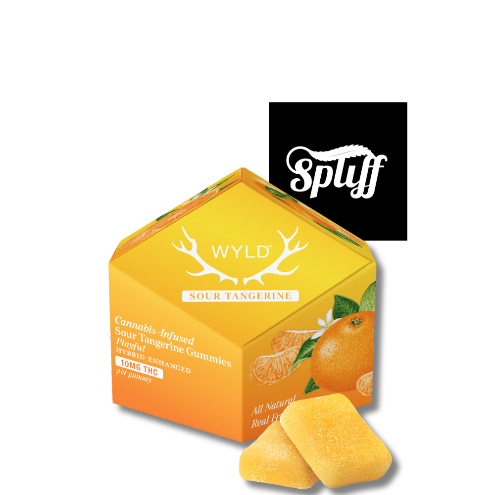 Wyld Sour Tangerine Gummies at Spliff Nation Dispensary in Washington DC WYLD Sour Tangerine hybrid enhanced THC gummies 100mg cannabis edibles 10-pack - Spliff Nation Dispensary Washington DC