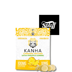 Kanha Pineapple Sativa Gummies 100mg THC 10 pack available at Spliff Nation Dispensary Washington DC
