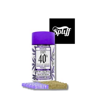 STIIIZY 40’s Blueberry Kush infused pre-rolls 5 pack with kief coated premium indoor cannabis joints