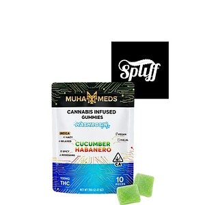Muha Meds Cucumber Habanero hash rosin gummies 100mg 10 pack at Spliff Nation Dispensary DC