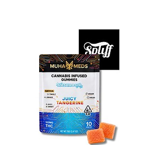 Muha Meds Juicy Tangerine hash rosin gummies 100mg 10 pack at Spliff Nation Dispensary DC