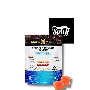 Muha Meds Mango Chamoy hash rosin gummies 100mg 10 pack at Spliff Nation Dispensary DC